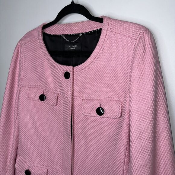 Talbots Women’s Bubblegum Pink jacket Hidden Button Size 12 - Picture 2 of 6